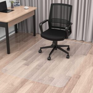 blvornl office chair mat for hard wood floor, sturdy plastic protector floor mat for office chair, rectangle transparent pvc computer hard floor chair mat for desk, office, home (clear, 35.5 x 48in)
