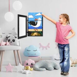 [2Pack] Kids Art Frames, 9x12 Front Opening Kids Artwork Frames Changeable, Black Artwork Display Storage Frame for Wall, Holds 50 Pcs, for 3D Picture, Crafts, Children Drawing, Hanging Art, Portfolio