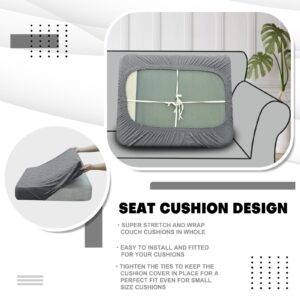 ZNSAYOTX Stretch Individual Cushion Covers Sofa Chair Cushion Couch Seat Covers Slipcovers Soft Replacement Unique Pattern Furniture Protector with Elastic Bottom (Light Gray, 1 Pc Cushion Cover)