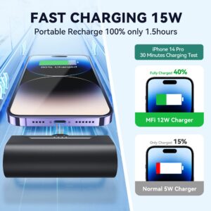 TCNOLL Mini Portable Charger 4800mAh Small Power Bank Battery Charger Fast Charging 15W Ultra-Compact Lightning Output External Battery Pack for iPhone 14 Pro Max 13 12 11 8 7 6s iPad 2024