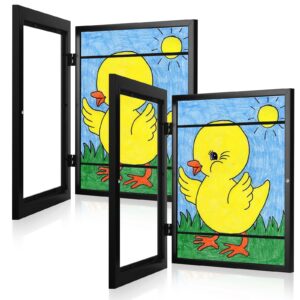 [2-pack] kids frames, 8.5x11 front opening kids artwork frames changeable, black artwork display storage frame for wall, holds 50 pcs, for 3d picture, crafts, children drawing, hanging art, portfolio