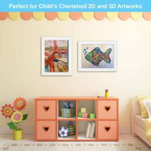 [2Pack] Kids Art Frames, 9x12 Front Opening Kids Artwork Frames Changeable, White Artwork Display Storage Frame for Wall, Holds 50 Pcs, for 3D Picture, Crafts, Children Drawing, Hanging Art, Portfolio