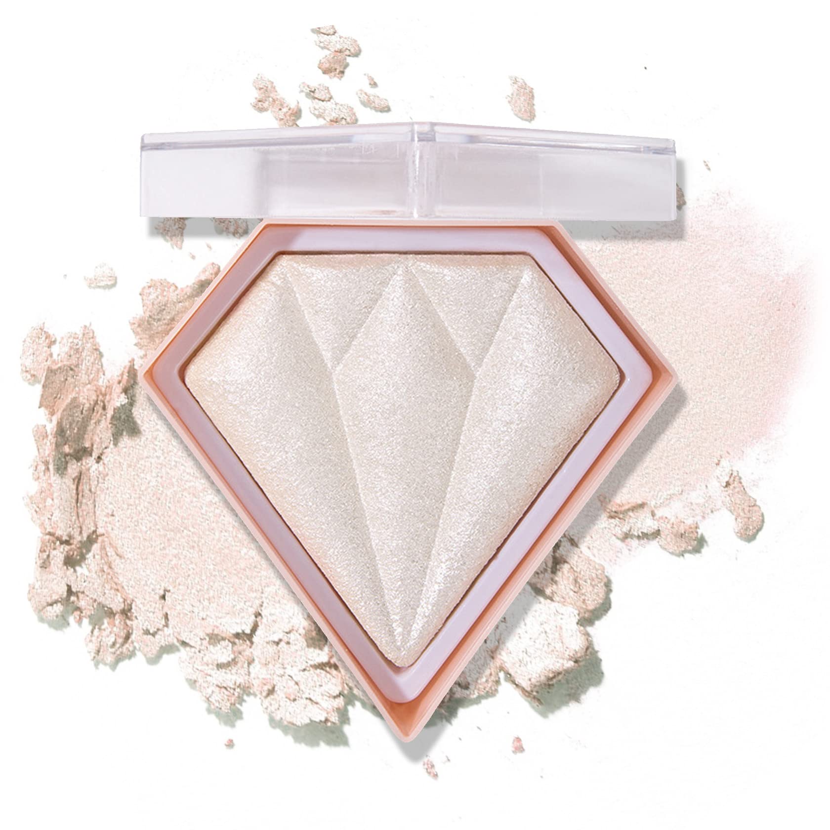 Face White Highlighter Makeup Palette Shimmer Contour Powder Waterproof Long-Lasting, Brightens Face Complexion Contour Illuminator Highlighters Blush Powder Makeup Palette - 01 Pearl White