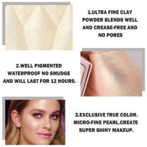 Face White Highlighter Makeup Palette Shimmer Contour Powder Waterproof Long-Lasting, Brightens Face Complexion Contour Illuminator Highlighters Blush Powder Makeup Palette - 01 Pearl White