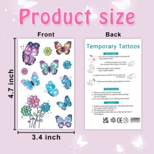 Partywind 24 Sheets Glitter Butterfly Temporary Tattoos, 240 Styles Pink Butterfly Party Supplies Favors for Girls Gifts, Fairy Flowers Party Decorations, Butterfly Baby Shower Decor