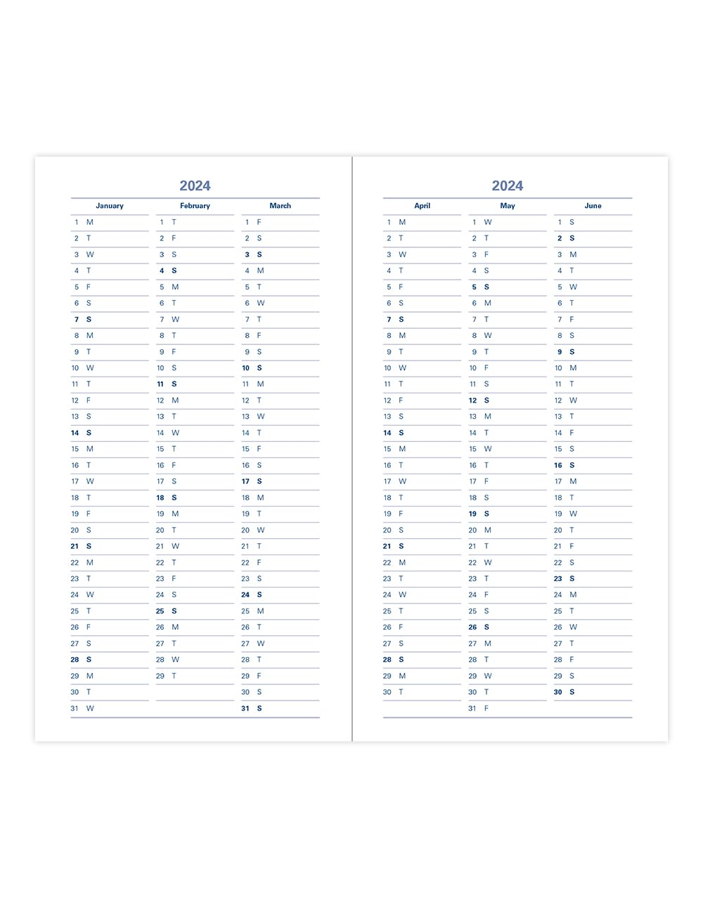 Letts Woodland Medium Pocket week to view 2024 diary - navy