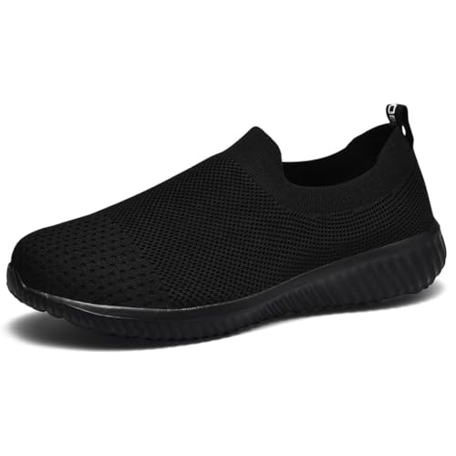 LANCROP Women's Sock Walking Shoes-Comfortable Mesh Slip on Tennis Wide Gym Sneakers 9.5 US, Label 41 All Black