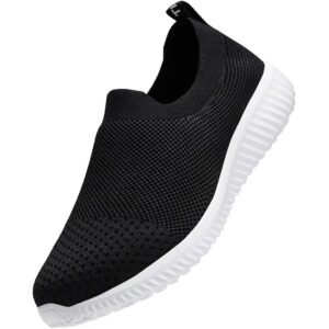 LANCROP Women's Sock Walking Shoes-Comfortable Mesh Slip on Tennis Wide Gym Sneakers 9.5 US, Label 41 Black