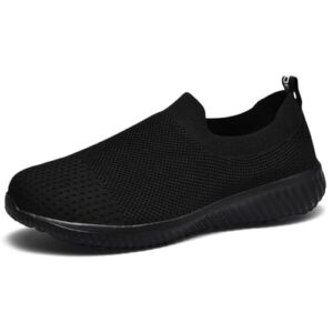 lancrop women's sock walking shoes-comfortable mesh slip on tennis wide gym sneakers 10 us, label 42 all black