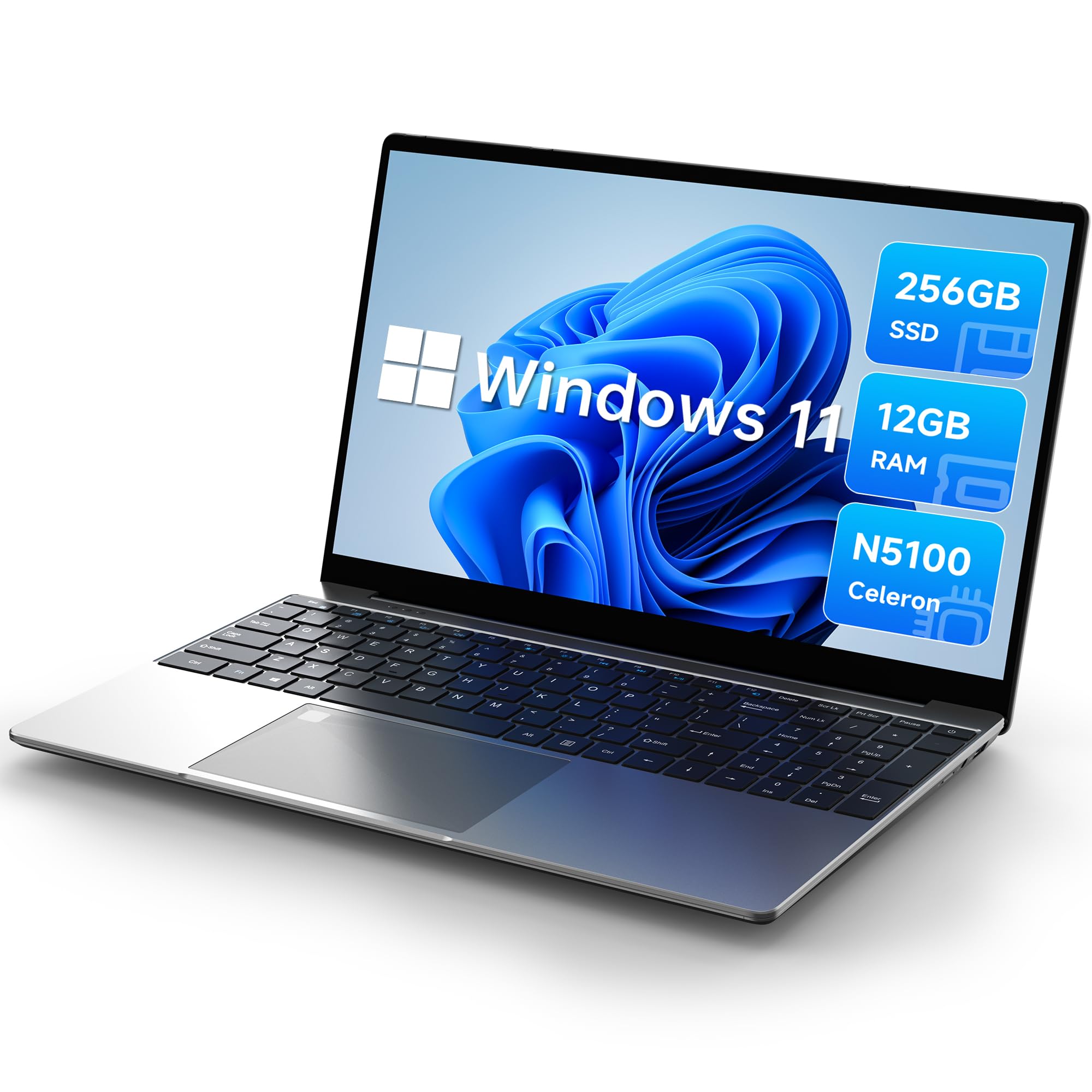 ALLDOCUBE 15.6" Windows 11 Laptop 12GB Ram 256GB SSD, GTBook 15, Celeron N5100, Front 2 MP, Bluetooth 5.0, 16:9 Screen, 2.4G+5G WiFi, Suitable for Office, Home, School, Working Outside