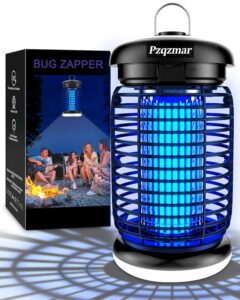 pzqzmar bug zapper outdoor with led light, waterproof mosquito zapper, electric fly zapper, mosquito killer & fly traps for outside, patio, porch, backyard, garden