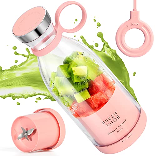 MIAOKE Portable Blender,Fashion Portable Blender for Shakes and Smoothies 11.8 Oz,Magnetic USB Fast Charging Mini Fresh Juice Mixer Bottle,Take It for Traveling, Outdoor, Gym, Office, Cars, Gift -PK