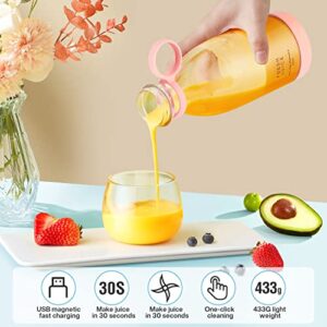 MIAOKE Portable Blender,Fashion Portable Blender for Shakes and Smoothies 11.8 Oz,Magnetic USB Fast Charging Mini Fresh Juice Mixer Bottle,Take It for Traveling, Outdoor, Gym, Office, Cars, Gift -PK