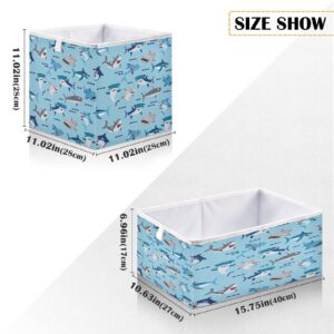 Kigai Cute Sharks Storage Baskets, 16x11x7 in Collapsible Fabric Storage Bins Organizer Rectangular Storage Box for Shelves, Closets, Laundry, Nursery, Home Decor