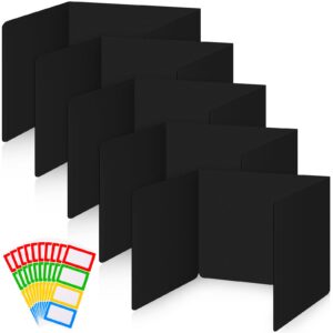 classroom privacy boards for student desks plastic folders shields test dividers with 40 pieces colorful name labels for school study reduces distractions 14 x 17.3 x 14 inch, black (30 pieces)