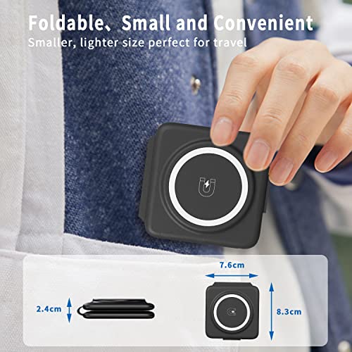 PEAPOLET Wireless Charger 3 in 1,Wireless Foldable Charging Station,Magnetic Fast Wireless Charging Pad Compatible with iPhone 15/14/13/12 Pro Max,Apple Watch,AirPods,Adapters not Included (Black)