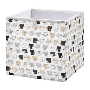 kigai cute cat animal cube storage bins - 11x11x11 in large foldable cubes organizer storage basket for home office, nursery, shelf, closet