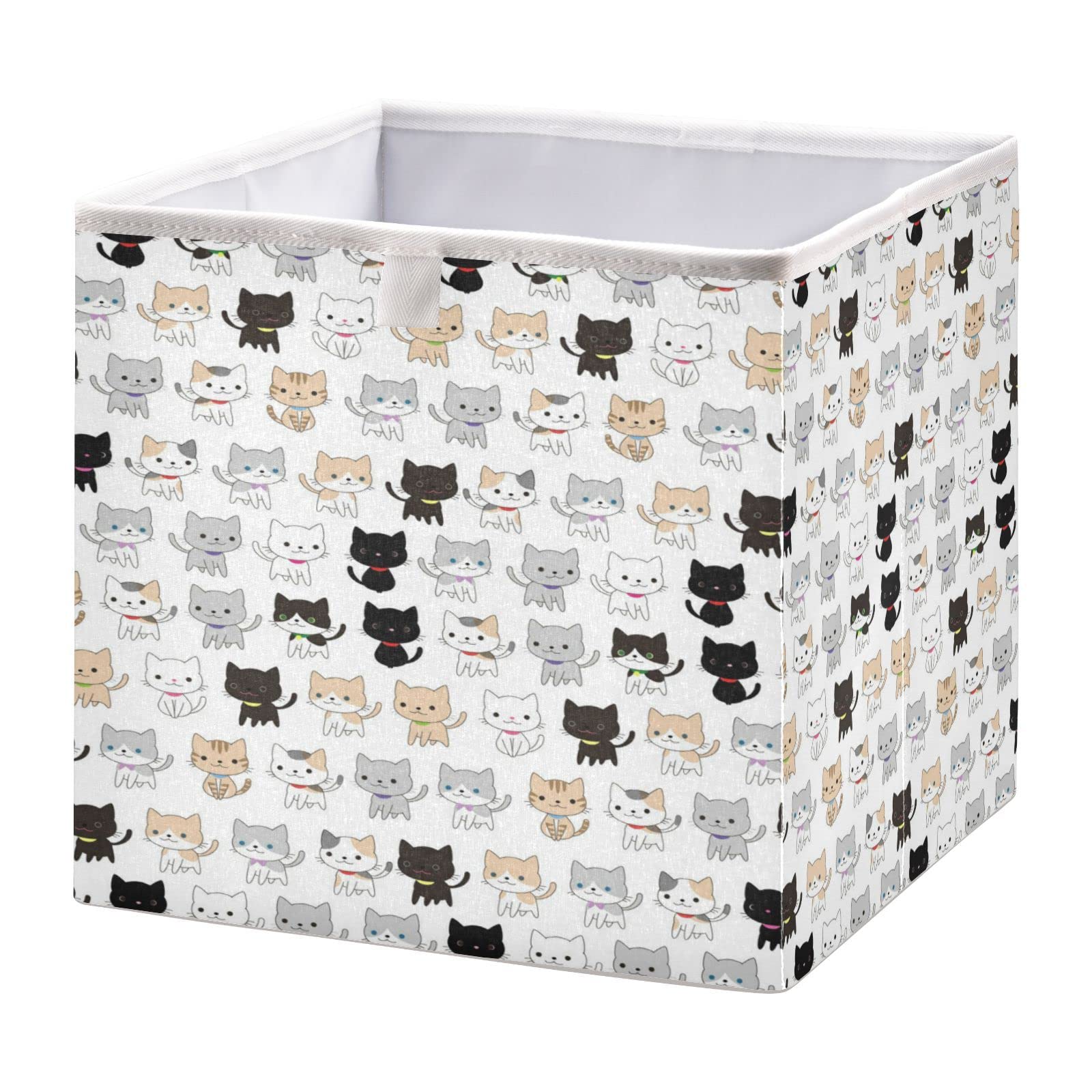 Kigai Cute Cat Animal Cube Storage Bins - 11x11x11 in Large Foldable Cubes Organizer Storage Basket for Home Office, Nursery, Shelf, Closet