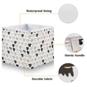 Kigai Cute Cat Animal Cube Storage Bins - 11x11x11 in Large Foldable Cubes Organizer Storage Basket for Home Office, Nursery, Shelf, Closet