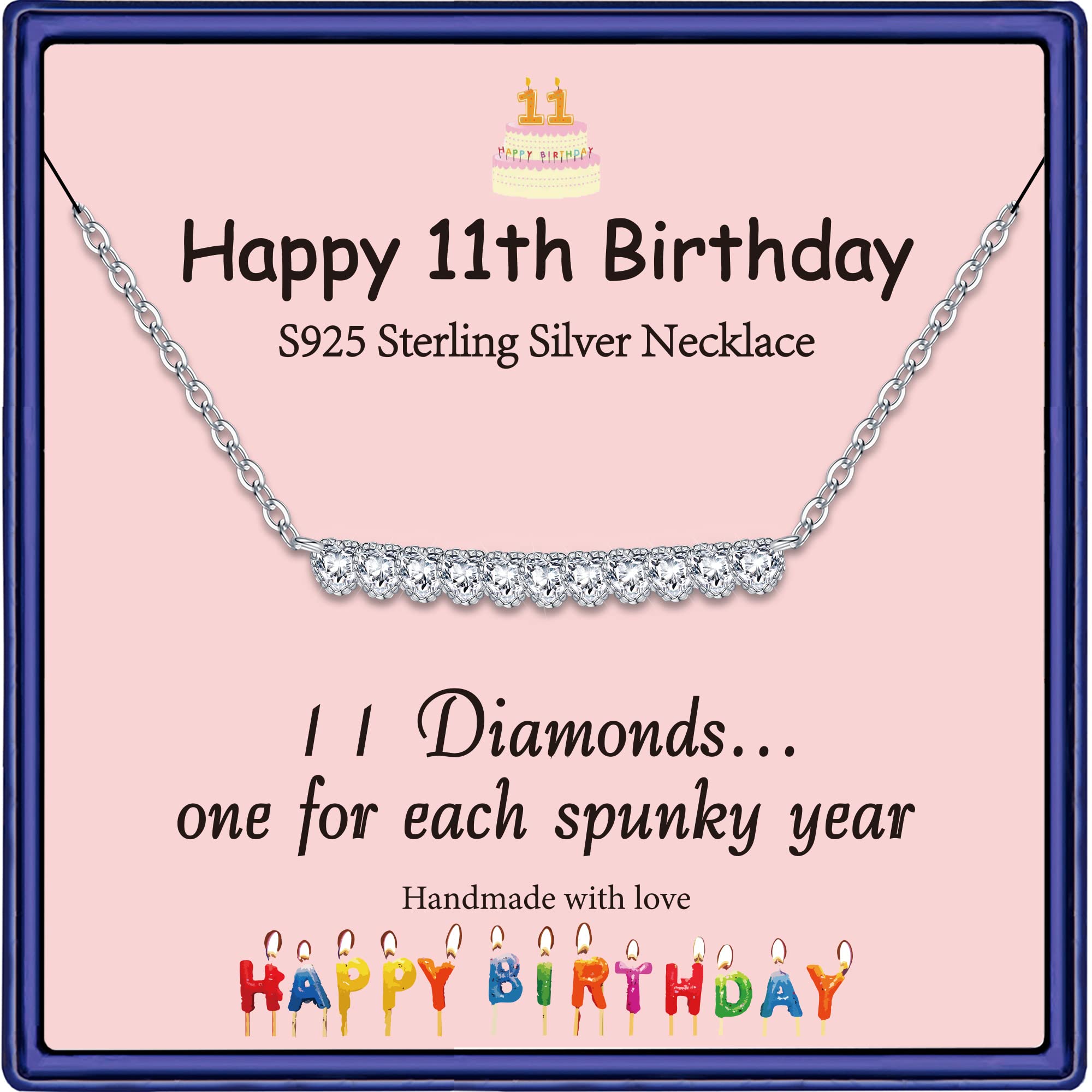 STORUP 11 Year Old Girl Birthday Gift Ideas, Birthday Gifts for 11 Year Old Girls Sterling Silver Heart Pendant Necklace Happy 11th Birthday Gifts for Girls Teen Girls Daughter Sister Niece Friend