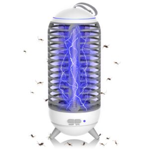 bug zapper with auto light sensor, cordless & rechargeable mosquito zapper indoor outdoor, 2 in 1 lighting and zapping, high powered uv light fly trap 360 degree mosquito killer.