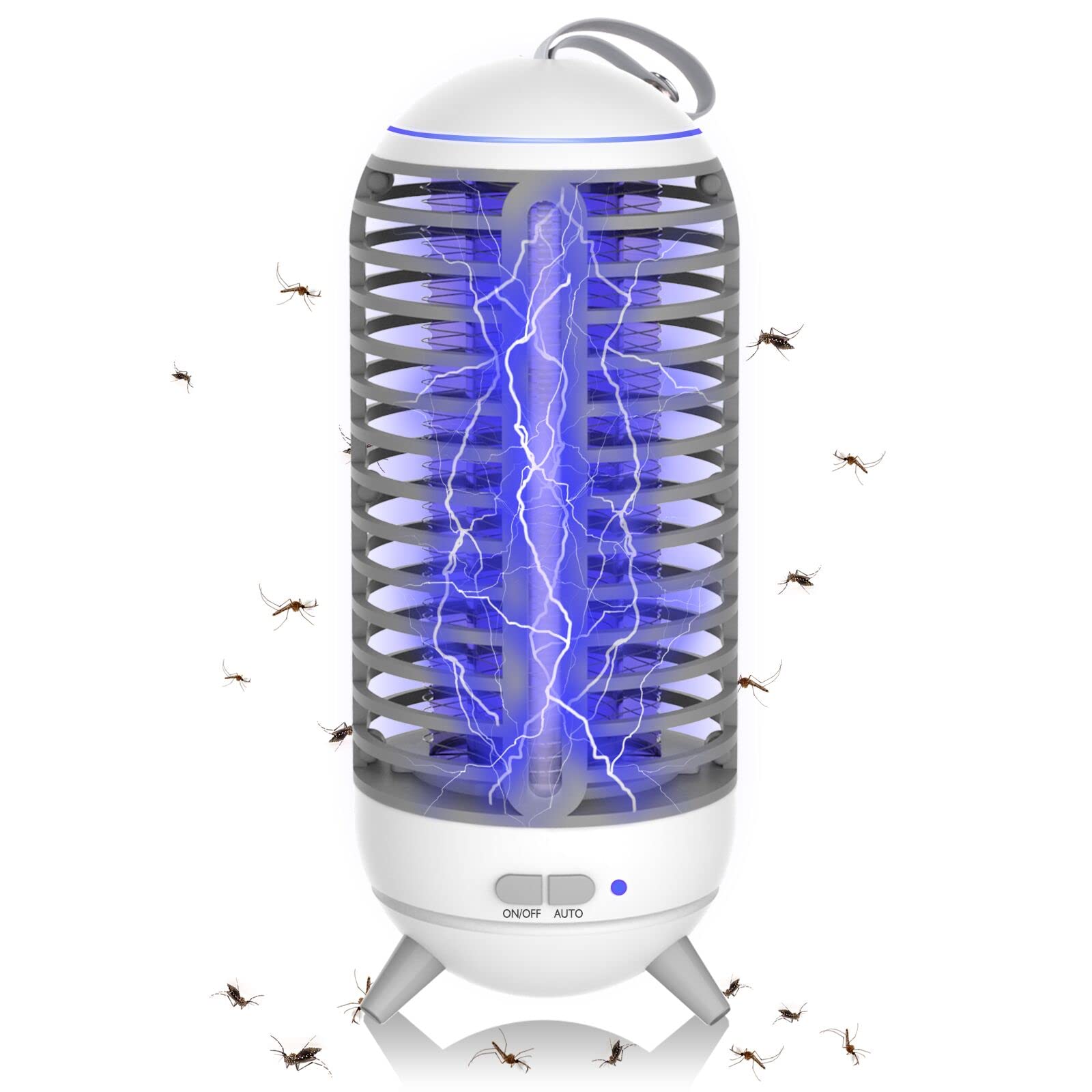 Bug Zapper with Auto Light Sensor, Cordless & Rechargeable Mosquito Zapper Indoor Outdoor, 2 in 1 Lighting and Zapping, High Powered UV Light Fly Trap 360 Degree Mosquito Killer.