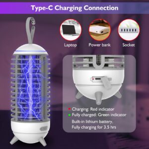 Bug Zapper with Auto Light Sensor, Cordless & Rechargeable Mosquito Zapper Indoor Outdoor, 2 in 1 Lighting and Zapping, High Powered UV Light Fly Trap 360 Degree Mosquito Killer.