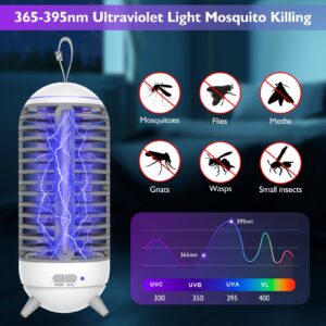 Bug Zapper with Auto Light Sensor, Cordless & Rechargeable Mosquito Zapper Indoor Outdoor, 2 in 1 Lighting and Zapping, High Powered UV Light Fly Trap 360 Degree Mosquito Killer.