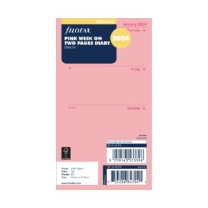 filofax personal week on two pages english 2024 diary - pink