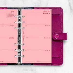 Filofax Personal week on two pages English 2024 diary - pink
