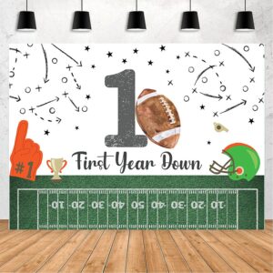 maysskq football first birthday backdrop it's game time first year down photo background game on football boy birthday party decorations (7x5ft)