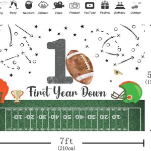 MAYSSKQ Football First Birthday Backdrop It's Game Time First Year Down Photo Background Game On Football Boy Birthday Party Decorations (7x5ft)