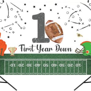 MAYSSKQ Football First Birthday Backdrop It's Game Time First Year Down Photo Background Game On Football Boy Birthday Party Decorations (7x5ft)