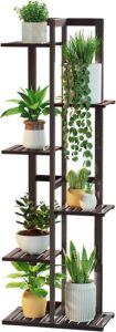 plant stands for indoor multiple, 6 tier 7 potted plant shelf, 47 inch tall corner plant holder for living room, bamboo plant display rack adjustable for house balcony