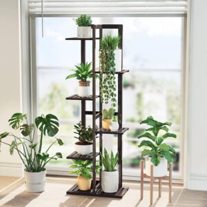 Plant Stands for Indoor Multiple, 6 Tier 7 Potted Plant Shelf, 47 Inch Tall Corner Plant Holder for Living Room, Bamboo Plant Display Rack Adjustable for House Balcony