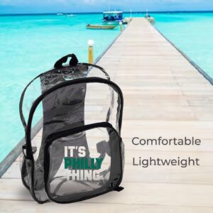 VOS It's Philly Thing - Philadelphia Clear Backpack, Heavy Duty & Transparent See Through Backpack, Perfect for Sporting Events, Concerts