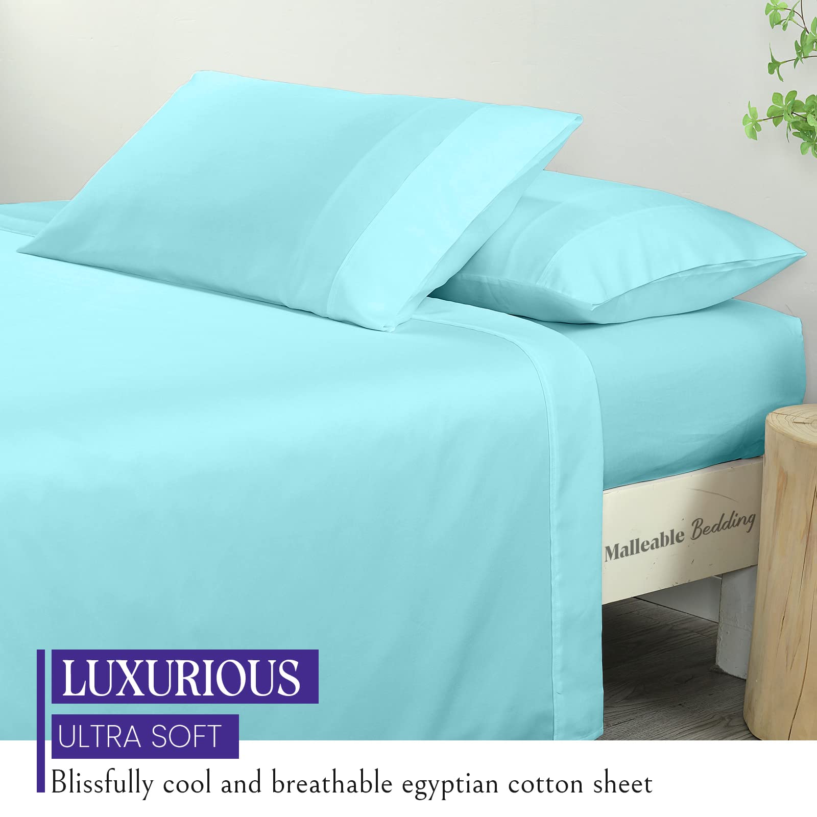 4 PCs RV Sheet Set, 30x80 Bunk, RV Bed Sheets for Campers, RV's & Travel Trailers/Cot Size/Guest Bed Fit Mattress up to 10" deep Motorhome RV Camping Sheet Aqua Blue, Cotton Cot Sheet