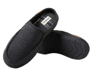 dearfoams men's indoor/outdoor breathable memory foam clog slippers in black 7-8 small