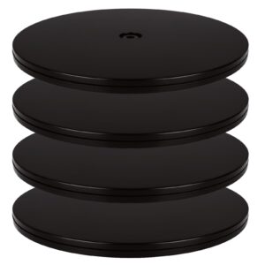 4 pcs lazy susan turntable 9 inch, black acrylic turntable platter, bonsai turntable organizer with ball bearing rotating tray for spice rack table, cake kitchen pantry decorating, potted plant