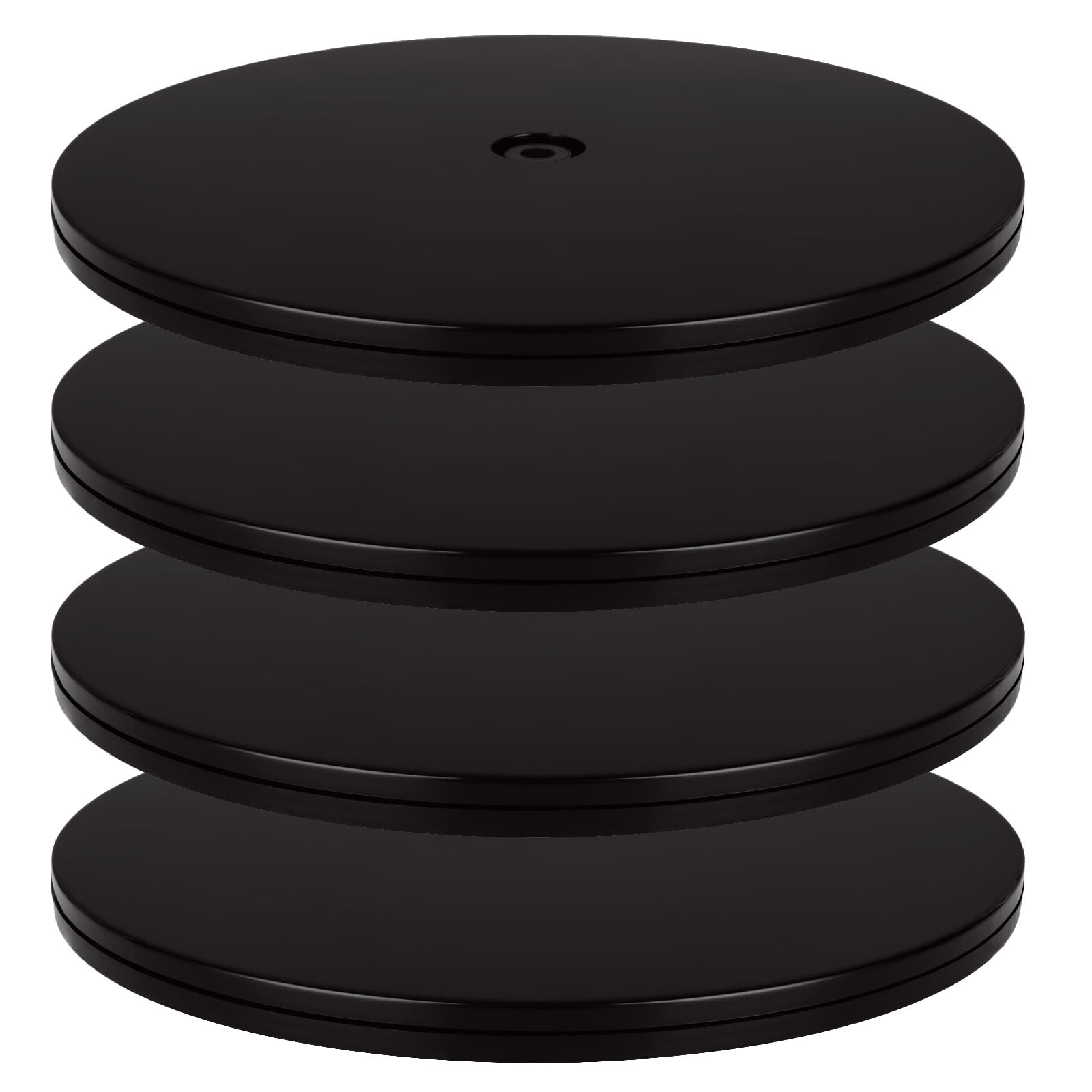 4 Pcs Lazy Susan Turntable 9 inch, Black Acrylic Turntable Platter, Bonsai Turntable Organizer with Ball Bearing Rotating Tray for Spice Rack Table, Cake Kitchen Pantry Decorating, Potted Plant