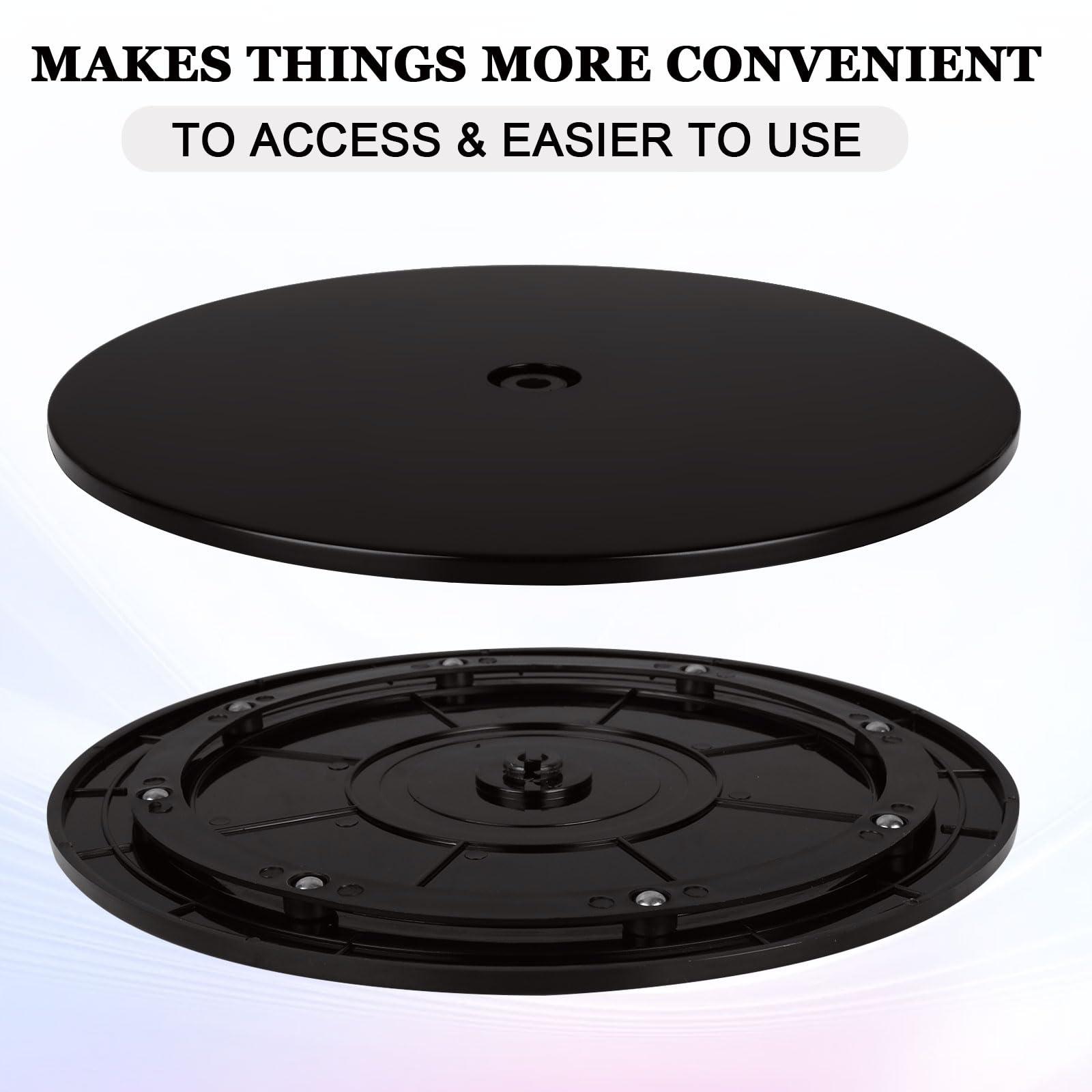 4 Pcs Lazy Susan Turntable 9 inch, Black Acrylic Turntable Platter, Bonsai Turntable Organizer with Ball Bearing Rotating Tray for Spice Rack Table, Cake Kitchen Pantry Decorating, Potted Plant