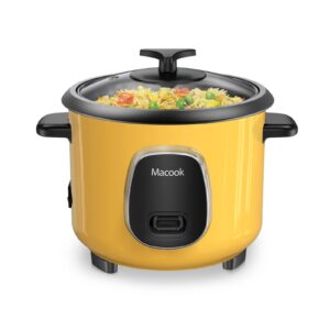 rice cooker small 6 cups cooked (3 cups uncooked), 1.5l mini rice cooker with steamer for 1-3 people, removable nonstick pot, keep warm function, rice maker for soup stew oatmeal veggie hot pot, yellow
