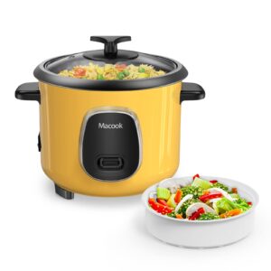 Rice Cooker Small 6 Cups Cooked (3 Cups Uncooked), 1.5L Mini Rice Cooker with Steamer For 1-3 people, Removable Nonstick Pot, Keep Warm Function, Rice Maker for Soup Stew Oatmeal Veggie Hot Pot, Yellow