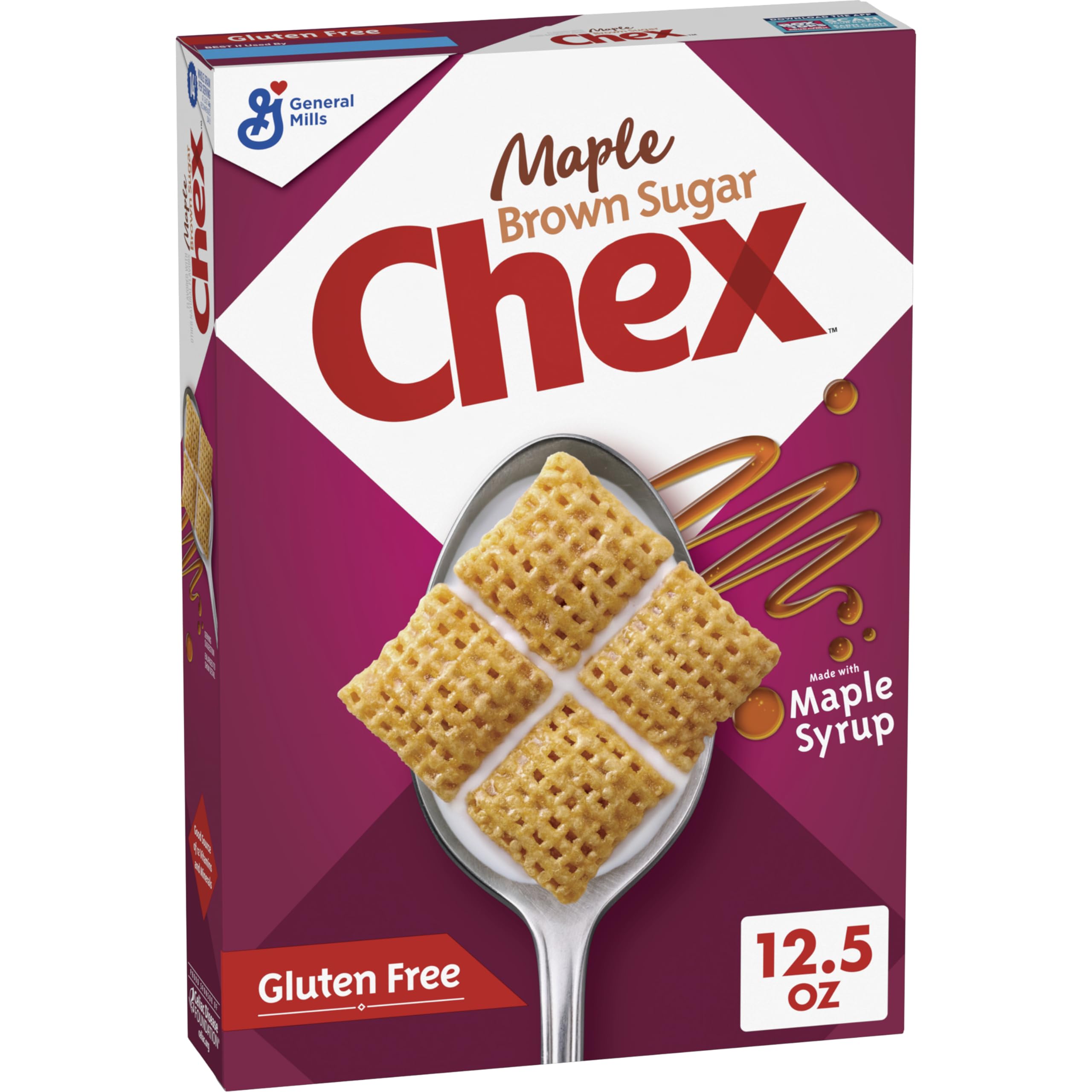 Maple Brown Sugar Chex Cereal, Gluten Free Breakfast Cereal, Made with Whole Grain, 12.8 OZ