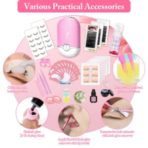 Eye Lash Extension Kit for Practice, 345 PCS Lash Kits with Replaced Eyelids Mannequin Head, Individual Lashes, Lash Extension Glue Tools Everything for Eyelash Extension Beginners Training Makeup