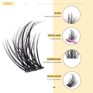 72 Pcs Lash Clusters Wispy, DIY Lash Extensions Individual Cluster Lashes Wispy Volume Eyelashes for Lash Extension at Home (D Mix 10-16mm, A17)