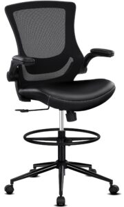 misolant drafting chair, tall office chair for standing desk, standing desk chair office chair with adjustable lumbar support and footrest, pu leather chair office drafting chair