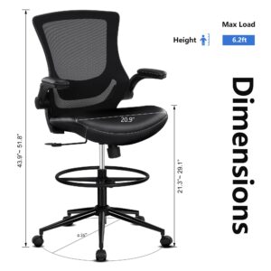 Misolant Drafting Chair, Tall Office Chair for Standing Desk, Standing Desk Chair Office Chair with Adjustable Lumbar Support and Footrest, PU Leather Chair Office Drafting Chair