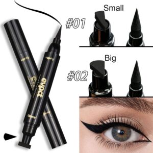 evpct 2Pcs Black Eyeliner and Wing Stamp Set Big Small Winged Eyeliners Stamps Cat Eye Liner Stamp Stencils Tool for Women All Eye Shapes Waterproof delineador de ojos a prueba de agua contra el agua