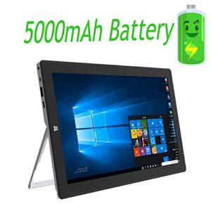 ZAOFEPU 11.6” Windows Laptop, 6+128GB Windows 10 Home Tablet PC, 2 in 1 Laptop with Touchscreen, 1920x1080 FHD Large Screen Tablet Computer Comes with a Bracket and Keyboard, Powerful 5000mAh-Black